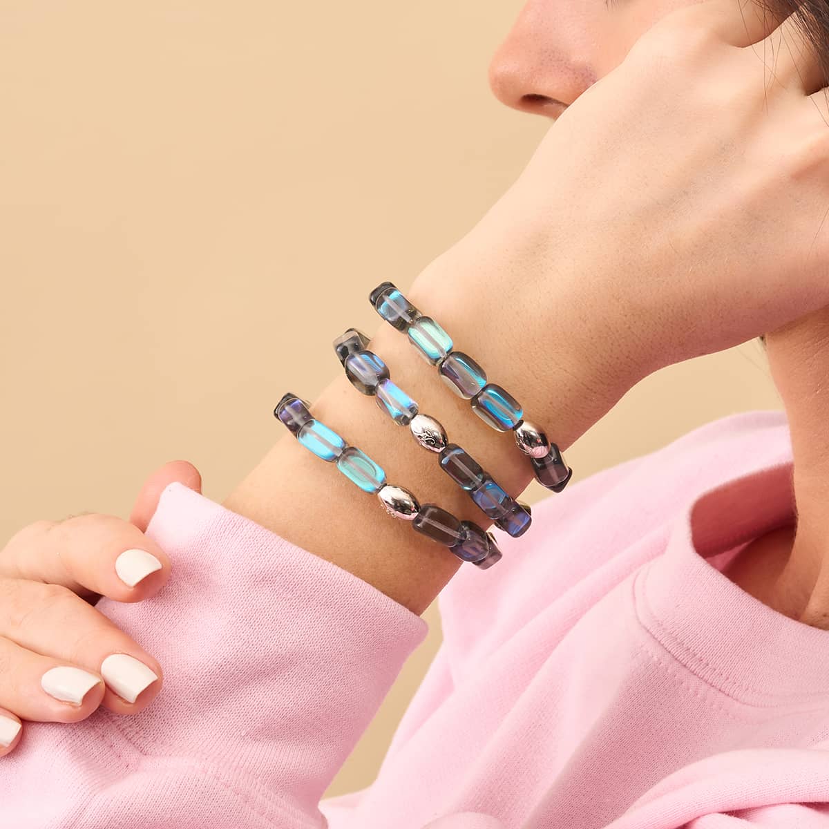 Milchstraße | 925 Sterling Silber | Galaxie Glaskiesel Armband